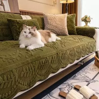1PC Warm Plush Sofa Mat Covers for Living Room Non-slip Cat Anti-scratch Sofa Seat Slipcover Winter Thicken Couch Towel Decor 90x70 A
