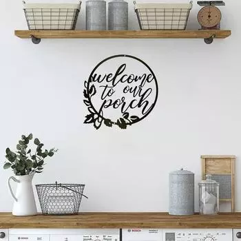 1pc Welcome to Our Porch Metal Sign - Farmhouse Kitchen Home Office Wall Outdoor Decor Supplies светло-серый