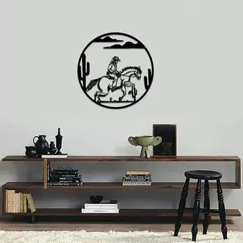 1pc Western Horse Metal Wall Art Cowboy Running Horse Wall Artwork Home Decor Iron Art Wall decoration Iron Art Silhouette чёрный