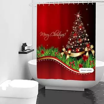 1pc Xmas shower Curtain for bathroom 180*180cm Christmas decorations waterproof