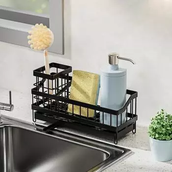 1PCKitchen Sink Organizer Rustproof Non-Slip Soap Saw Sink Dispenser Brush Sponge Holder For Kitchen Sink Kitchen Organization