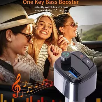 1pcs 5.0 FM Transmitter Is Applicable To Vehicle QC3.0 Wireless USB Fast Modulator 18W FM Type-C FM Bluetooth PD N3C6 серебряный