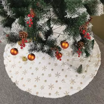 1pcs 78/90/122cm White Christmas Tree Skirt Plush Faux Fur 2025 Xmas Tree Carpet Decoration Ornament New Year Navidad Home Decor