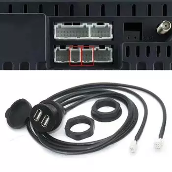 1pcs ABS Car Dash Mount Dual USB Port Panel Interface Extension 145cm Cable Adapter Parts Accessories CHINA