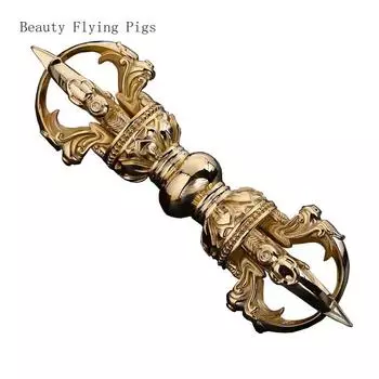 1PCS brass five strand diamond demon slaying pestle handle tantric artifact feng shui ornament home accessories