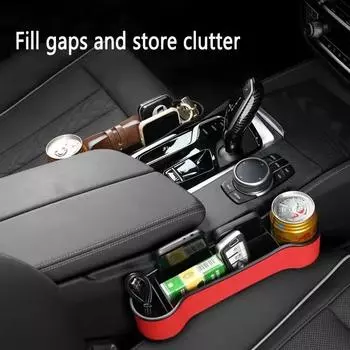 1PCS Car Seat Pocket Catcher Organizer Leather Car Seat Gap Organizer Leak-Proof Storage Bag Multifunction Car Seat Side Gap чёрный