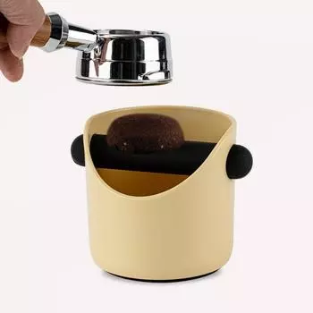 1Pcs Coffee Knock Box, Shock-Absorbent Espresso Knock Box for Barista Coffee Grind, Anti-slip Espresso Dump Bin Grind Waste Bin бежевый