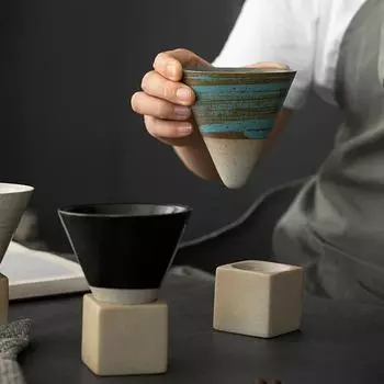 1pcs Creative Retro Ceramic Coffee Cup Rough Pottery Tea Cup Japanese Latte Pull Flower Porcelain Cup Household New Pottery Mug белый