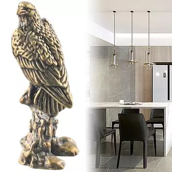 1Pcs Eagle Statue Miniature Sculpture Handmade Crafts Ornament Vintage Copper Bird Figurine 18*16*38mm For Interior Home Desktop