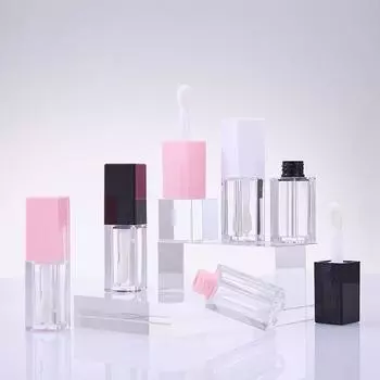 1Pcs Empty Portable 5ml Thick Wand Lip Gloss Tube Plastic Lip Glaze Tubes Square Full Clear Transparent Container чёрный
