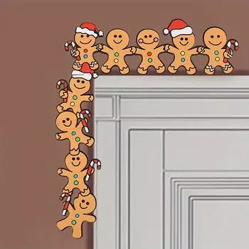 1pcs Gingerbread Man Christmas Door Sign, Wooden Corner Decoration for Living Room, Bedroom, Office, Indoor & Outdoor светло-серый