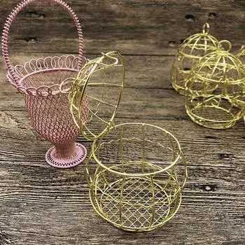 1pcs Mini Gold Hollowed Bird Cage Candy Box Creative Wedding Packaging Case Metal Container Festival Supplies Gift Boxes