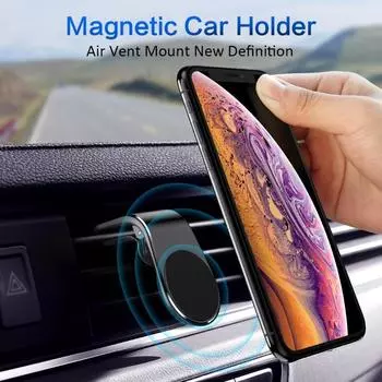 1PCS New Car Phone Holder Creative Car Magnetic Suction Outlet Magnet Metal Holder Car Air S2W4 black-one-size