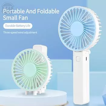 1PCS New Portable Fans Handheld Fold USB Rechargeable Fan Mini Desktop Air Cooler Outdoor Fan Cooling Travel Hand Fans 1200MAH зелёный