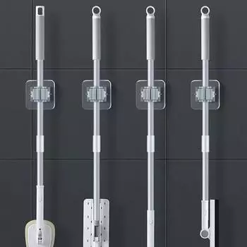 1pcs Non-slip Mop Clip Mop Organiser Bathroom Accessories Broom Holder Wall Mounted Waterproof Mop Holder
