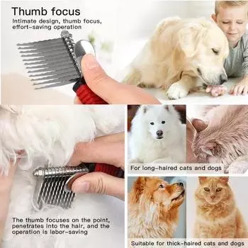 1Pcs Pet Undercoat Hair Dog Grooming Brush Dematting Fur Rake Comb Brush Tool Dog and Cat Comb for Detangling Matted or Knotted