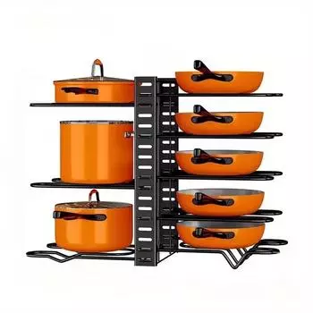 1pcs Pots And Pans Organizer Rack Multi Layer Iron Wire Bilateral Pot Cover Storage Rack Adjustable Rustproof Pots Storage Rack