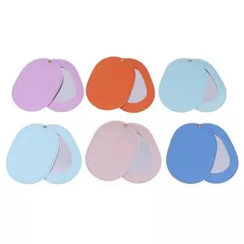 1Pcs Pu Leather Oval Compact Mirror Cute Mini Makeup Mirror Rotating Ultra-Thin Unbreakable Cosmetic Mirror фиолетовый