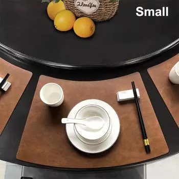 1Pcs S/L Double Sided Anti Slip Pu Insulation Pad Table Mat Nordic Style Imitation Cowhide Pattern Fan Shape Leather Placemat 43*31*27cm коричневый