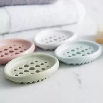 1Pcs Silicone Non-Slip Soap Holder Soap Box Bathroom Soap Dishes Drain Rack белый