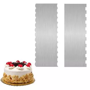 1pcs Stainless Steel Cake Scraper Double Sided Patterned Edge Pastry Comb Smoother Cake Decorating Tools for Mousse Butter Cream