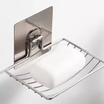 1PCS Stainless Steel Soap Rack Without Punching and Nails Bathroom Single Drain Wall Hanging Sucker Soap Box Light Luxury Shelf
