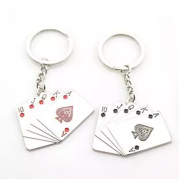 1PCS Unisex Keyring Creative Poker Key Holder Men s Car Keychains Versatile Key Ring Metal Key Chain Accessories чёрный