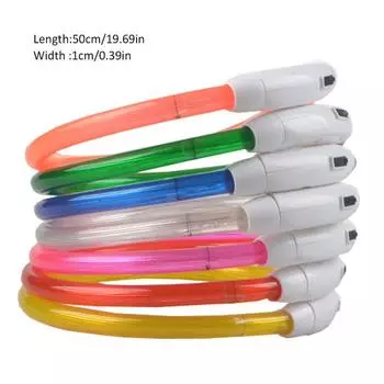 1Pcs USB Charge LED Lighted Silicone Dog Collar Adjustable Cuttable Neck Ring Safety Night Glowing Waterproof Multicolor красный