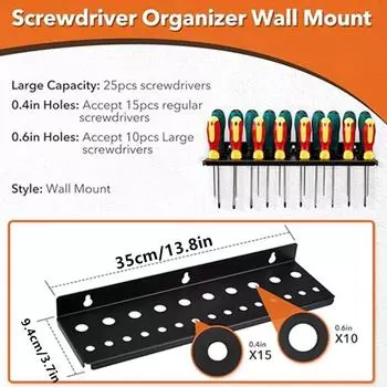 1Pcs Wall Mount Screwdriver Storage Rack Pliers Wrench Organizer Holder Hardware Tool Organizer Style 1