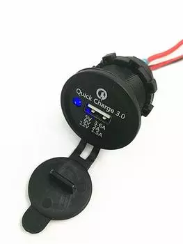 1Set 3.6A USB Motorcycle Quick Charge 3.0 Car Charger Adapter 12V-24V Black