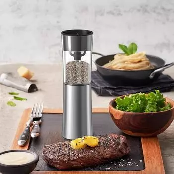 1Set Electric Salt And Pepper Grinder Set Automatic Induction Grinder +USB Rechargeable серебряный