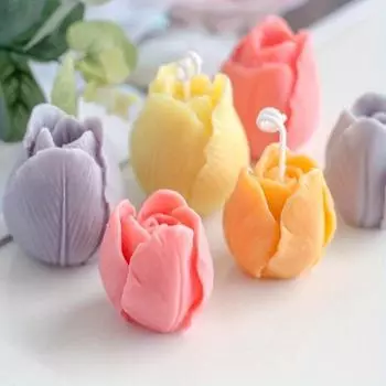 1шт 3D тюльпан свеча форма ручной работы DIY цветок мыло силиконовая форма силиконовые формы мыло формы мыло принадлежности для мыловарения