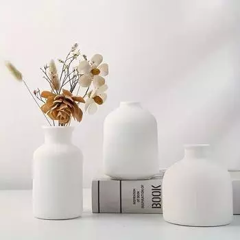 1шт DIY Маленькая ваза Керамические поделки Сухоцветы Украшение Керамическая ваза Пустая белая