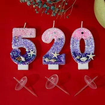 1шт градиент цвета торт топперы свеча на день рождения морские звезды украшенные цифровые свечи