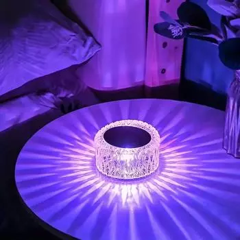1шт хрустальная настольная лампа RGB16 цветная тональная подсветка USB зарядка декоративная настольная лампа Colorful белый