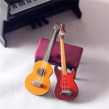 1шт Мини Классическая Поп Гитара Кукольный Дом Мини Мебель Модель Стрельба Музыкальный Инструмент Украшения Модель