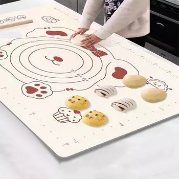 1шт силиконовая доска для замешивания теста силиконовый коврик для выпечки антипригарный коврик для столешницы коврик для раскатывания теста рулонный коврик для замешивания теста 65x45cm