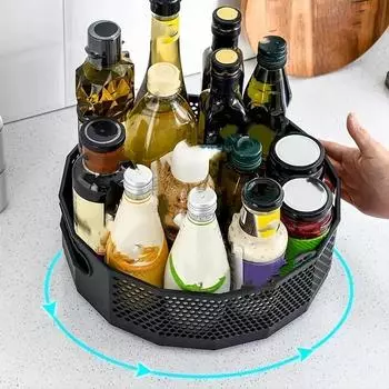 1шт., вращающаяся на 360 ° пластиковая полка для хранения вещей, ванная комната, полка для хранения вещей, кухня, пищевое масло, приправа, бутылка, поднос для фруктов