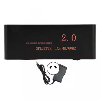 1x4 HD Multimedia Interface Splitter 1 in 4 Out Full HD 3D AV Distributor Box for HD TV DVD Monitor EU Plug