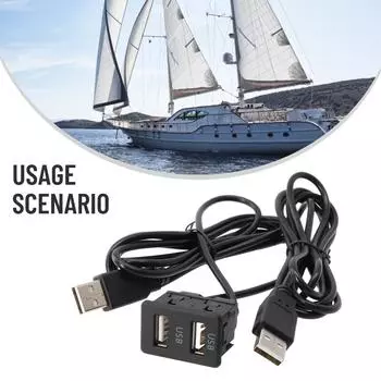 1x 150 см AUX USB USB A-Type Автомобильный приборный щиток правильный разъем прямая установка двойной USB удлинитель адаптер порт панель CHINA