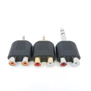 1x 1/4 дюйма аудио 3,5 мм 6,5 мм 6,35 мм штекер на 2 двойных RCA гнездовых разъема Y-разветвитель стерео разъем конвертер AV-адаптер B 3.5mm to 2RCA