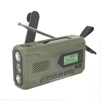 1x Аварийное радио DAB/FM с ручным заводом, на солнечной батарее, 4500 мАч, повербанк, зарядное устройство, фонарик