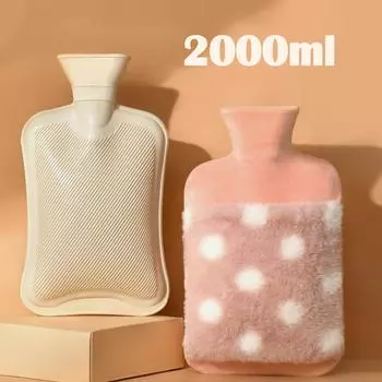 2000 мл плюшевая ПВХ сумка для воды, водонаполняющая грелка для женщин, согревающая живот, руки и ноги, водонагревательная сумка