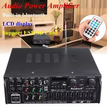 2000 Вт 326BT 12 В/110 В Bluetooth 2.0 Канальный Аудио Усилитель HiFi Стерео AV Усилитель Поддержка Динамиков 4 Микрофона с Пультом Дистанционного Управления