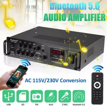 2000 Вт 5-канальный Bluetooth HiFi стерео усилитель светодиодный цифровой усилитель караоке аудио домашний кинотеатр усилители домашнего кинотеатра