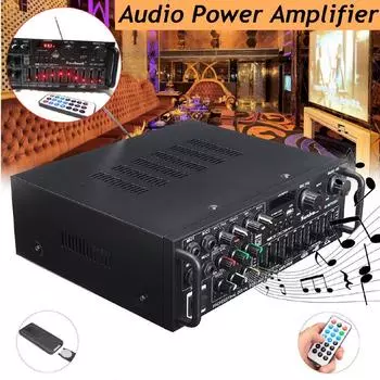 2000 Вт Bluetooth 2,0-канальный аудио усилитель Hi-Fi 326BT 12 В/220 В AV-усилитель динамик с пультом дистанционного управления для дома в автомобиле