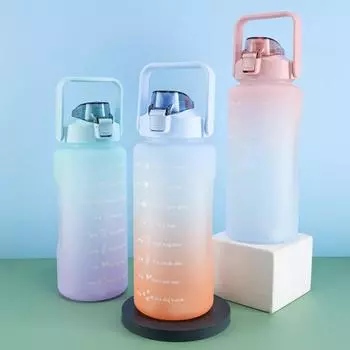 2000ML Large Capacity Water Bottle Straw Cup High Temperature Water Cup Frosted Outdoor Fitness Sports Couple Student Cup