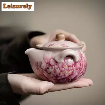 200 мл ручной работы розовый фарфоровый чайник Ru Kiln антикварный пион чайник для заваривания чая с ситечком чайный сервиз принадлежности подарок