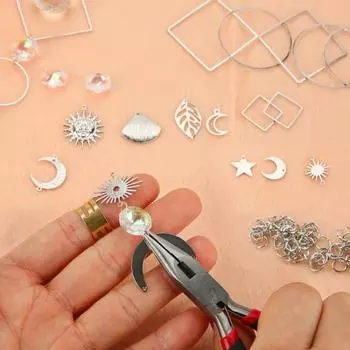 200 шт./компл. DIY набор для ловца солнца с поддельными хрустальными бусинами, солнце, луна, звезда, радуга, призма, подвесное украшение для окна, принадлежности для изготовления серебряный