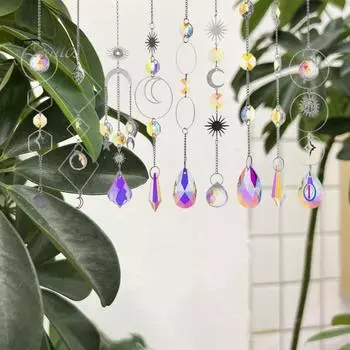200 шт./компл. DIY набор для ловца солнца с поддельными хрустальными бусинами, солнце, луна, звезда, радуга, призма, подвесное украшение для окна, принадлежности для изготовления серебряный